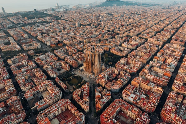 Barcelona Sagrada Familia and city panorama